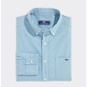Pink Vineyard Vines Poplin Gingham Long sleeve button-down Size L!! Great Color